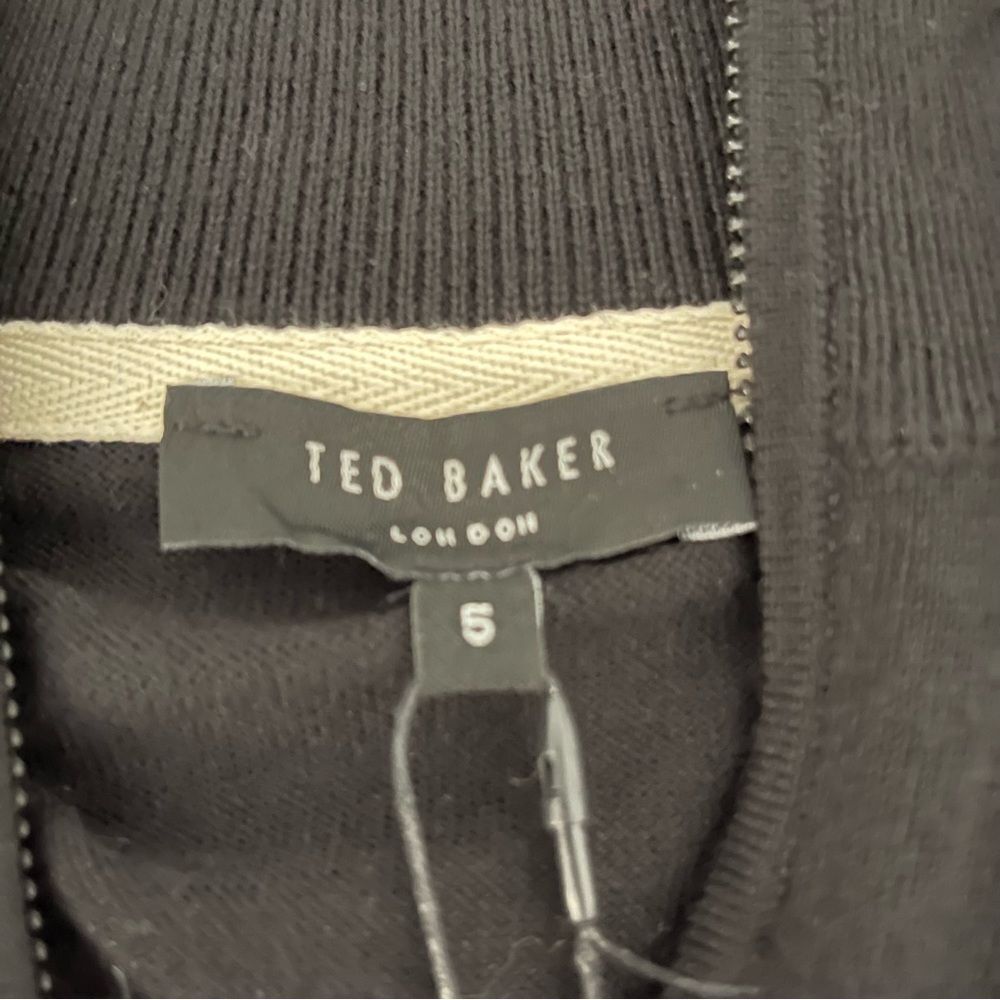 Ted Baker Merino Wool quarter-Zip XL Black Grey Preppy Luxury Sweater NWT size 5 - Picture 2 of 12